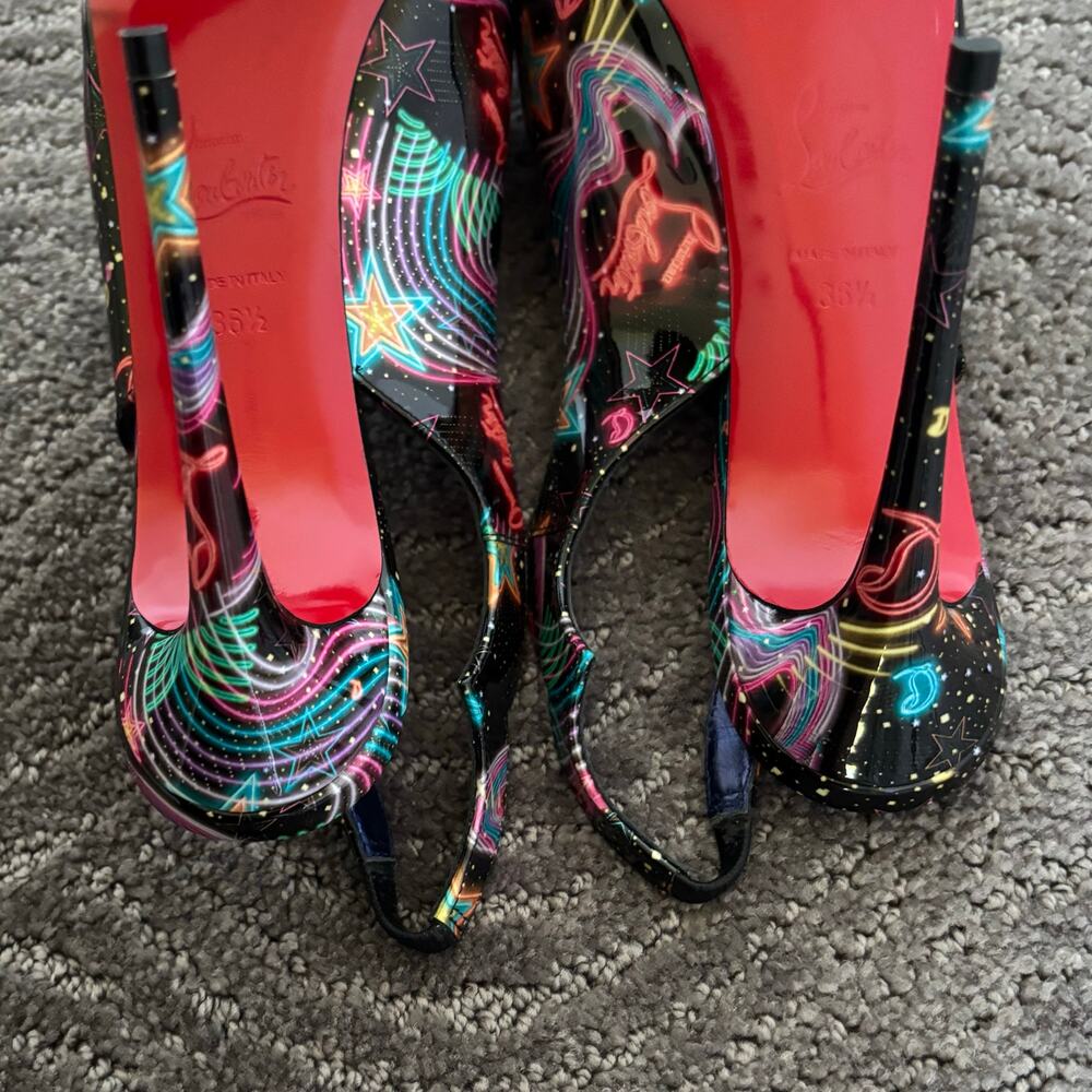 Christian Louboutin Hot Chic Sling Alta 120 Starlight Multicolor Pumps Size 36.5 - Picture 12 of 15